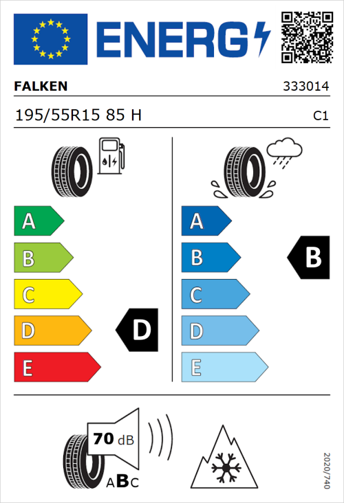 Tyre Label for Falken Eurowinter HS01 195/55R15 85H