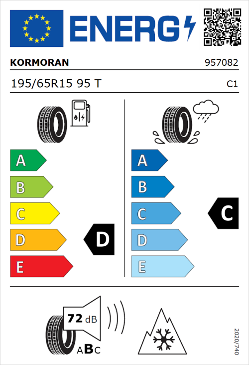Tyre Label for Kormoran Snow 195/65R15 95T