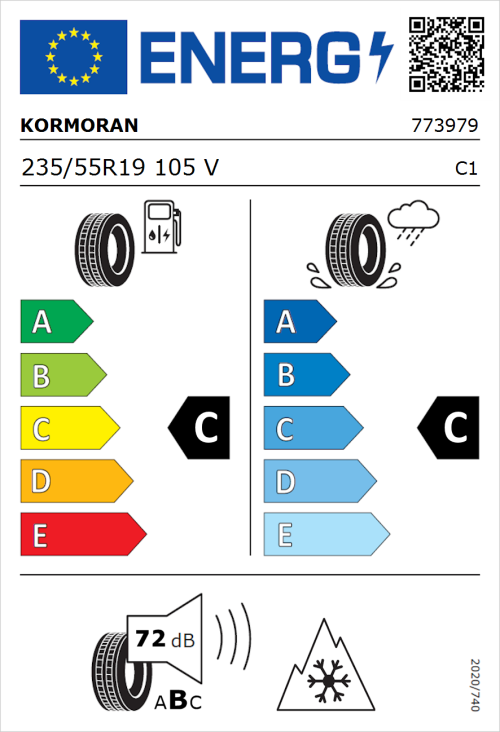 Tyre Label for Kormoran Snow 235/55R19 105V