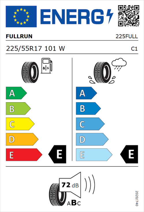 Tyre Label for Fullrun F2000 225/55R17 101W